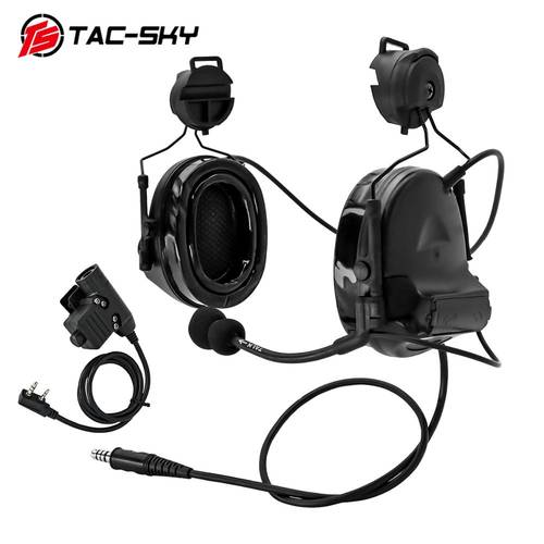 TAC-SKY helmet ARC track stand headset COMTAC II military tactical noise reduction shooting headset and tactics ptt u94 ptt BK
