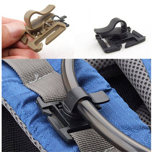 Rotatable Drink Tube Clip Gear Water Pipe Hose Clamp Backpack Molle Carabiner Tactical Buckle Outdoor Camping Hike Accessories