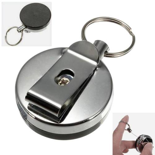Portable Outdoor EDC Tool Safety Key Chain Retractable Metal Card Badge Holder Steel Recoils Ring Belt Clip Pull Key Chain