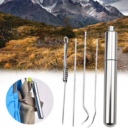 Outdoor Portable Toothpick Set Steel Toothpick And Toothpick Holder Portable Rust-resistance Outdoor Tooth Pick Tools