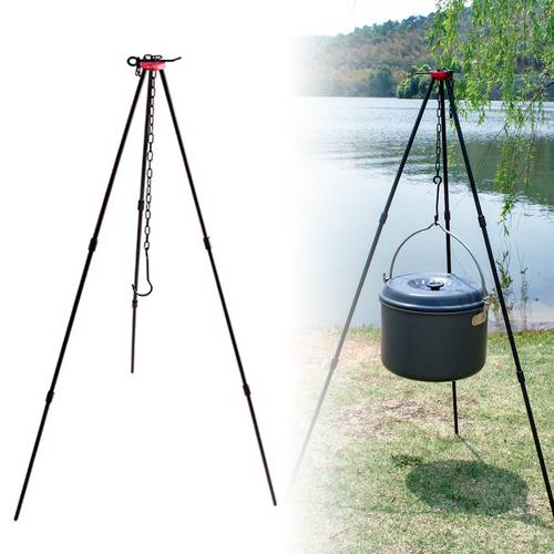 Outdoor Camping Bonfire Tripod Portable Triangle For Fire Hanging Pot Outdoor Campfire Cookware Picnic Cooking Pot Grill Tool
