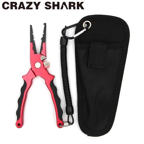 Crazy Shark 17cm Aluminum Fishing Pliers Split Ring Cutter Carp Crimping Lead Fish Holder Tackle Hook Remover Goods For Fishing