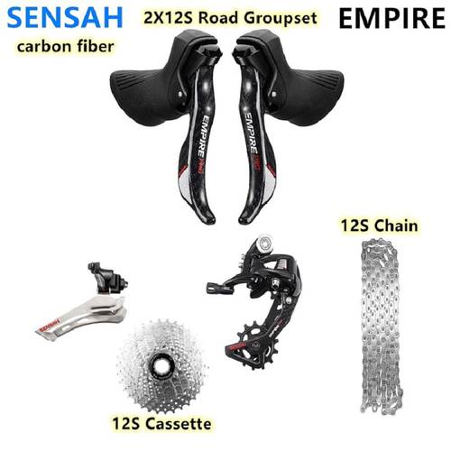 SENSAH EMPIRE PRO 2x12 Speed, 24s Road Groupset carbon fiber Shifter Lever Rear Derailleur YBN X12 chain 170/175MM Crankset
