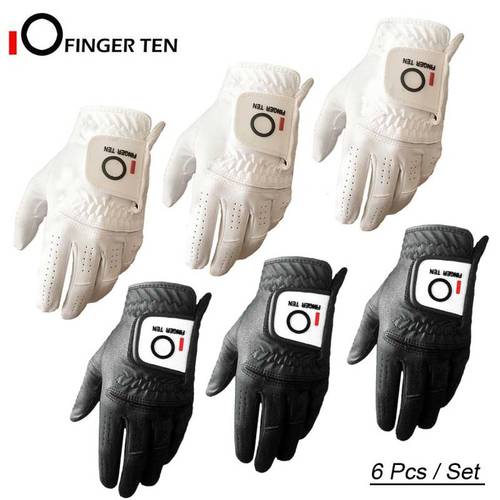 6 Pcs/Set Breathable Durable Golf Gloves Men Left Hand for Right Handed Golfer Rain All Weather Grip Size S M ML L XL