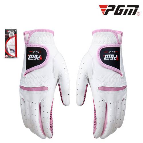 1 Pair Golf Gloves Women Breathable Non-slip Pure Sheepskin With Anti-skid Particles Elastic Velcro Non-sweat Gloves