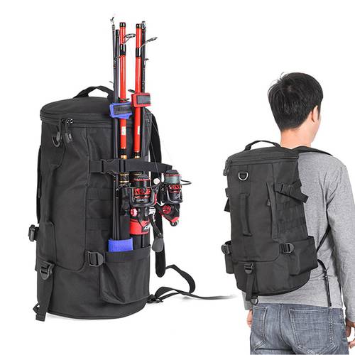 23L Fishing Bag Folding Cylindrical Large Capacity Fishing Tackle Backpack Tackle Storage Bags Travel Carry Bag