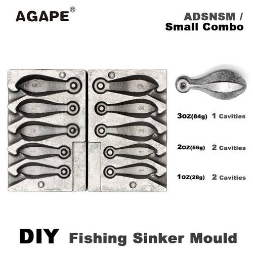 Agape DIY Fishing Snapper Sinker Mould ADSNSM/Small Combo Snapper Sinker 28g 56g 84g 5 Cavities