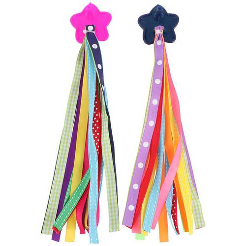 1 Pair Colorful Kids Bike Handlebar Hanging Ribbon Bicycle Grips Tassels Accessories For Decor (As Shown)