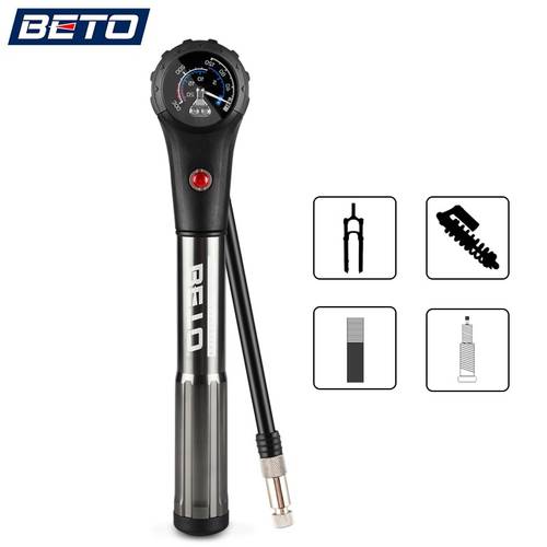 BETO 300psi Bicycle Shock Fork Pump MTB Gauge Presta Shcrader Combo Pumps Cycling Portable Air Inflator Road Bike Mini Hand Pump