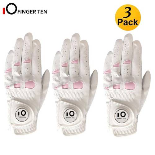 3 Pcs Premium Comfortable Soft Womens Golf Glove Leather with Ball Marker Weathersof Grip Size S M L XL