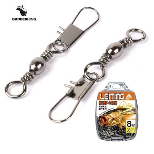36pcs/lot anti-rust snap swivel carp fishing accessories stainless steel barrel safety snap tackle set for sea fishing accessory