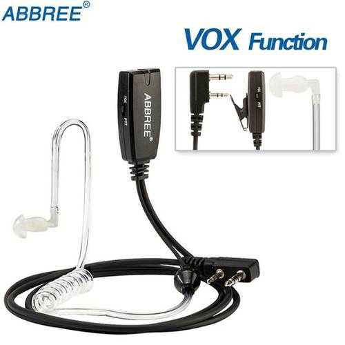 Abbree VOX 2 Pin Air Acoustic Tube Earphone Headset for Kenwood Baofeng UV-5R UV-82 BF-F11 TYT Wouxun Walkie Talkie 2 Way Radio