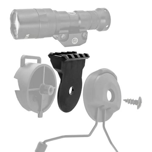 TAC-SKY Hunting Noise Reduction Tactical Headset Helmet Bracket ARC Track Adapter Tactical Flashlight Mounting Kit Platform BK