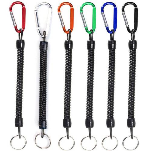 Tactical Retractable Plastic Spring Elastic Rope Security Gear Tool For Airsoft Outdoor Hiking Camping Anti-lost Phone Keychain