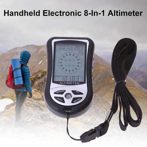 8 in 1 Fishing Handheld Electronic Navigation Compass Altitudes Gauge Thermometer Barometer Outdoor Hiking Camping Compass