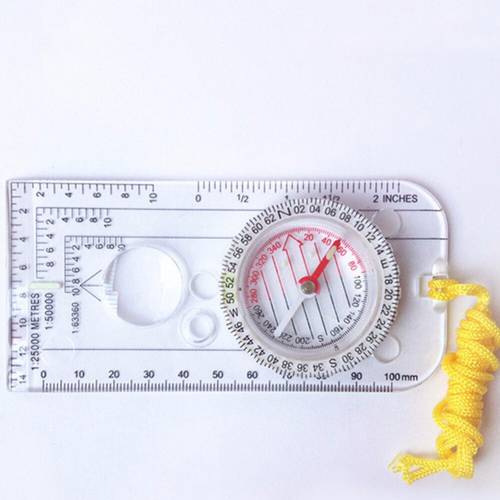 Drawing Scale Compass Folding Map Ruler Buckle Car Camping Hiking Pointing Guide Portable Handheld Compass 273325