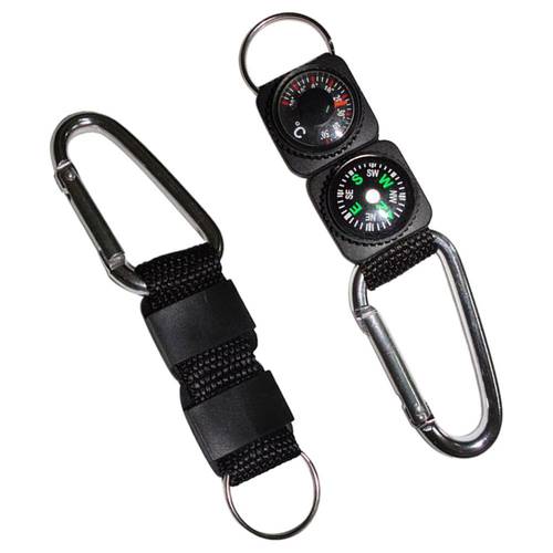 3 in 1 Outdoor Camping Hiking Survival Buckle Keychain Compass Thermometer Carabiner Travel Navigators Reloj Tactico