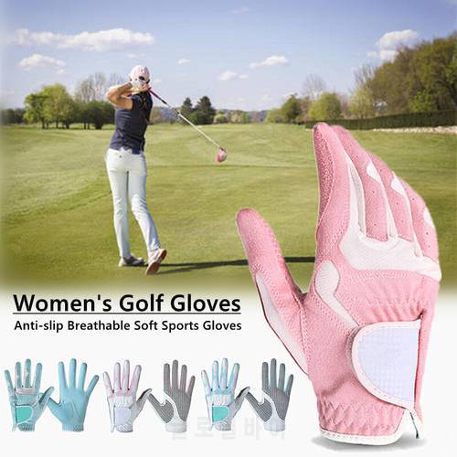 1Pair Women Breathable Microfiber Golf Gloves Soft Sport Anti-slip Golfer Full Finger