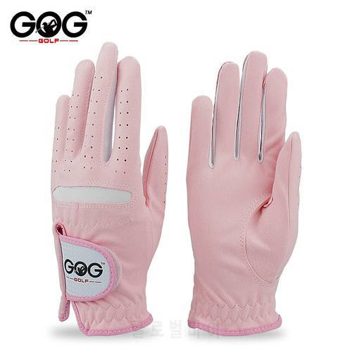 Pack 1 Pair Women&39s Golf Gloves Pink Micro Soft Fiber Breathable Anti-Slip Left And Right Hand Sports Gloves Women