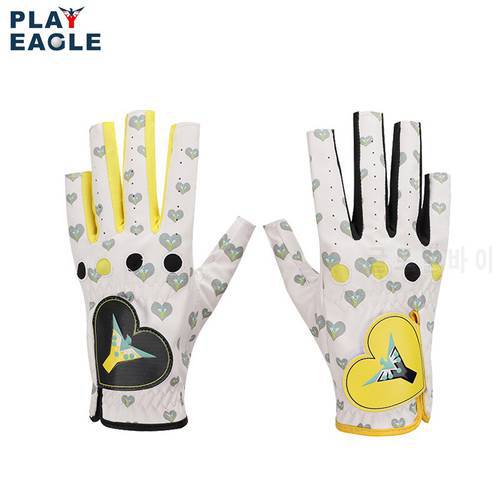 PLAYEAGLE Women&39s Left and Right Hand Breathable Sport 2 Pcs/Pair Fingerless Design Golf Glove for Lady