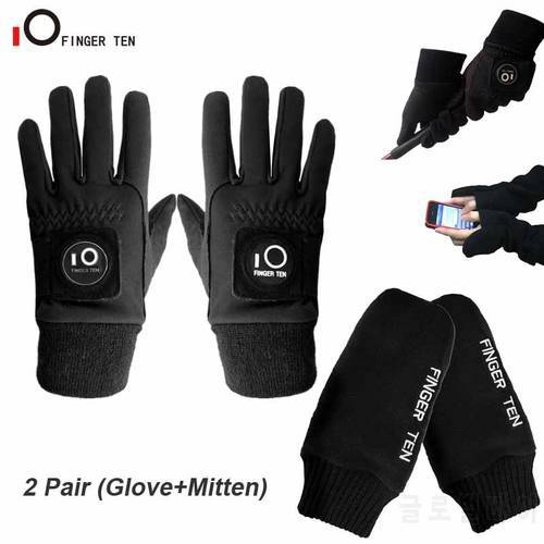 2 Pair Cold Weather Windproof Winter Golf Gloves and Mitten Value Set Touchscreen Comfortable for Men Women Golfer