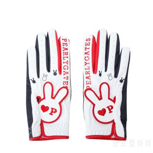PG women rabbits Golf Glove golf accessories Soft leather Breathable Golf Gloves white Color Anti-sli batting gloves 2pcs