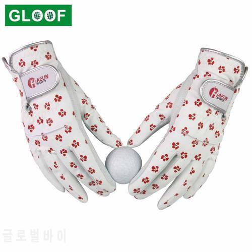 1Pair Women&39s Golf Gloves Leather Soft Fit Sport Grip Durable Gloves Floral Anti-skid Breathable Sports Gloves