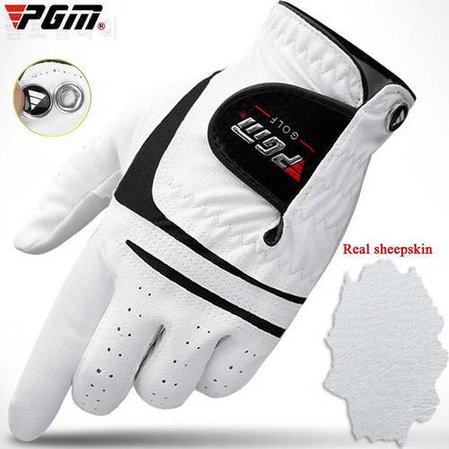 PGM GOLF GLOVES SHEEPSKIN GENUINE + PU LEATHER GLOVE LEFT RIGHT HAND 1 PC WITH GOLF BALL MARKER FREE SHIPPING DROPSHIPPING