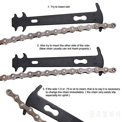 Portable Bicycle Chain Wear Checker Indicator Mountain Road Bike Chains Gauge Measurement Ruler Replacement Bicycle Repair Tool