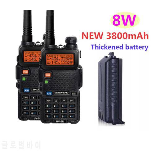 walkie talkies 2 pcs powerful long range radio comunicador 30km baofeng uv 5r 8w vhf uhf radio ham transmitter two way radio cb
