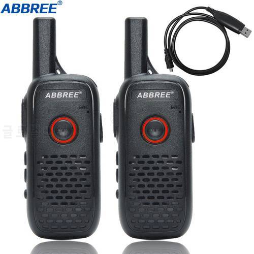 2PCS ABBREE AR-Q2 Mini Walkie Talkie Professional Handy VOX USB Charge UHF 400-470 Mhz Two Way Radio Comunicador