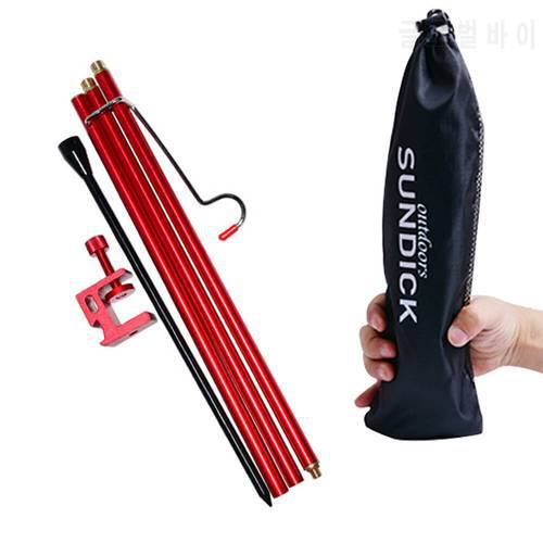 Telescopic Mini Foldable Lamp Holder Rod for Fishing Outdoor Camping Hiking BBQ Lantern Light Pole Outdoor Tools Silver Red Blue