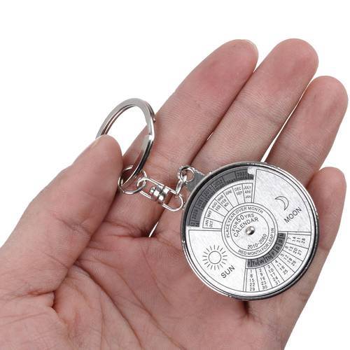 1Pcs Practical 50 Years Perpetual Calendar Keyring Keychain Silver Zinc Alloy Key Chain Ring Keyfob Outdoor Hand Tools