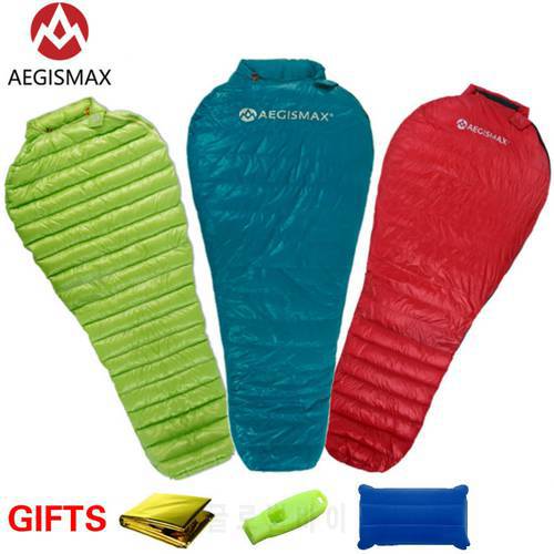 AEGISMAX 2020 New Ultra-Light Adult Outdoor Camping Splicing Down Sleeping Bag Nylon Mummy Three Season Goose Down Sleeping Bag
