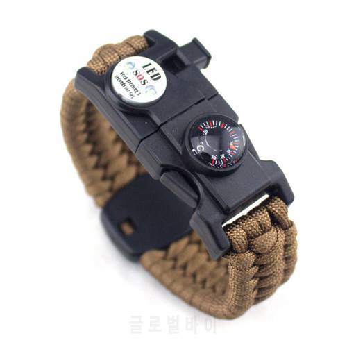Survival Compasses Paracord Bracelet SOS Lights 550IBS Umbrella Rope for Camping Hunting Emergency Outoor Survive Kits