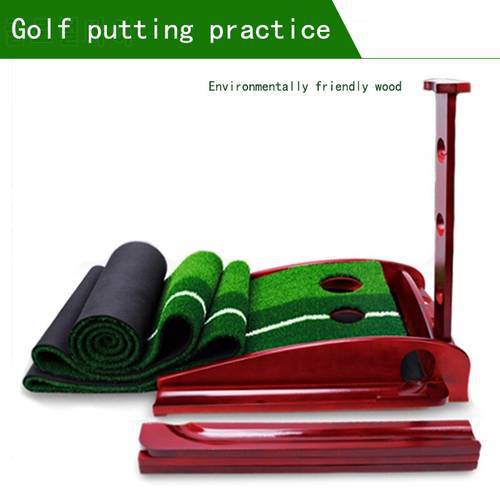 PGM High Quality Solid Wood Putter Exerciser Indoor Golf Swing Practice Outdoor Sports Portable 3/3.5 M Practice Blanket Kit Pad