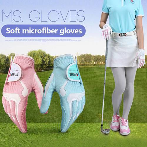 1Pair Golf Gloves Slip-resistant Women&39s Granules Microfiber Cloth Gloves Sunscreen Breathable Wear-resistant Microfiber Gloves