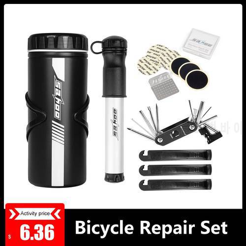 Bicycle Repair Set with Mini Pump 14 in 1 Multi Function Tool Kit 750ml Bike Tool Storage Bottle Case Bike Repair Tool Kits