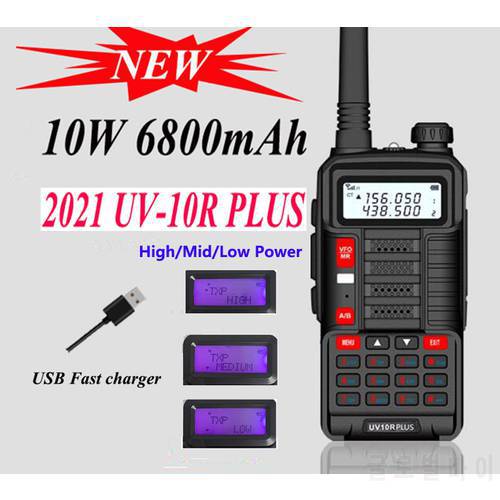 New 2023 Baofeng Uv 10R Plus 10w Walkie Talkie For Hunting 40 Km City Ham Radio Station Amateur Updated Uv-5R Hamradio Vhf Uhf