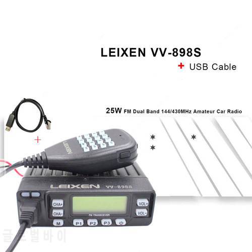 LEIXEN VV-898S Mini Car Moblie radioDual band 144/430MHz Mobile Transceiver Amateur Ham Radio + USB Programming Cable