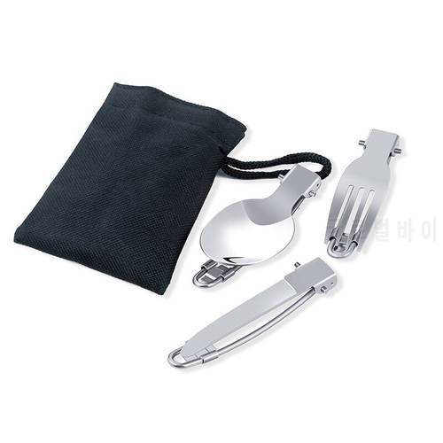Portable Outdoor Camping Three-Piece Folding Spoon Fork Knife