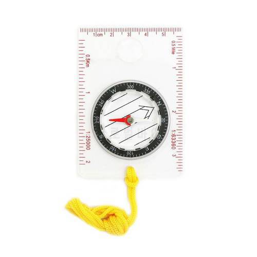 Sturdy Acrylic Ruler Magnifier Compass Lanyard Waterproof Pocket Size Outdoor Camping Hiking Gear Portable Survival Tool