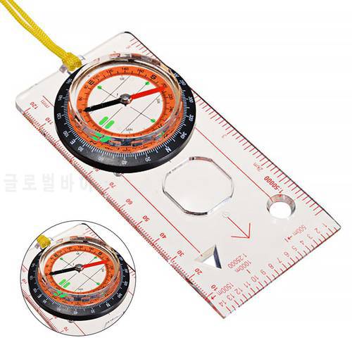 Hiking Camping Outdoor Compass Ruler Cross-country Race Baseplate Measure Ruler Map Scale Military Compass