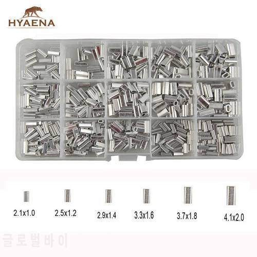 Hyaena 500pcs/box Aluminum Alloy Crimp Sleeves Set 1.0mm-2.0mm Aluminum Tubes Sleeve Fishing Tackle Set