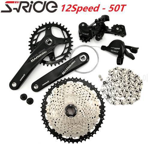SRIDE 12 Speed Derailleur Set Shift Lever Rear Derailleur Freewheel Prowheel Crankset YBN-12 Speed 118L Chain Mountain Bike Part