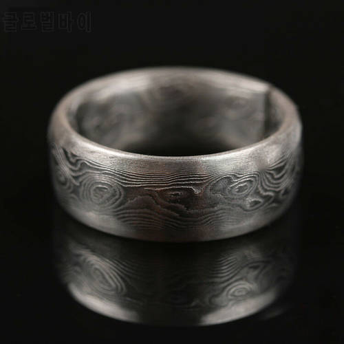 1x Individual Damascus Steel Ring Titanium Steel Men&39s and Women&39s Index Rings