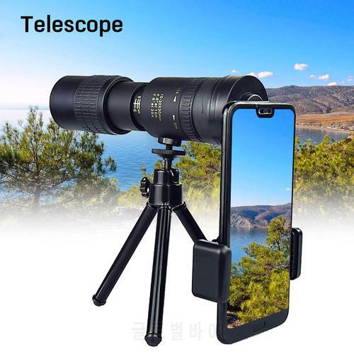 4K 10-300X40mm Portable Telephoto Zoom Monocular Telescope for Phone Camera Lens