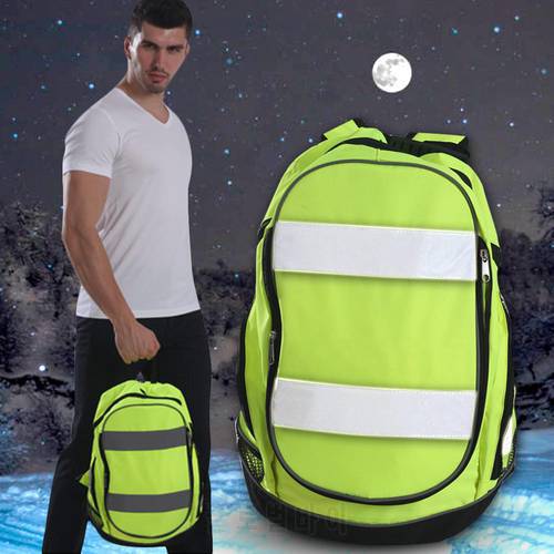 Fashion Fluorescent Green Cycling Backpack Night Reflective Luminous Riding Resistant Safety Backpack Unisex Outdoor Sports Bag