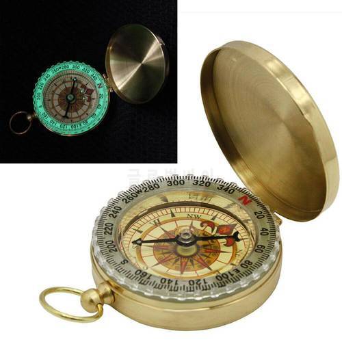 Retro Luminous Compass Camping Hiking Brass Pocket Watch Compass Multi-function Compass for Outdoor Navigation Portable Compass