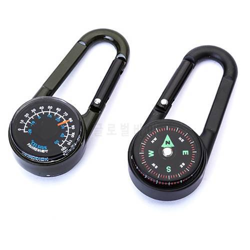 Camping Climbing Hiking 3-in-1 Compass Carabiner Thermometer Snap Hook Keychain N58B